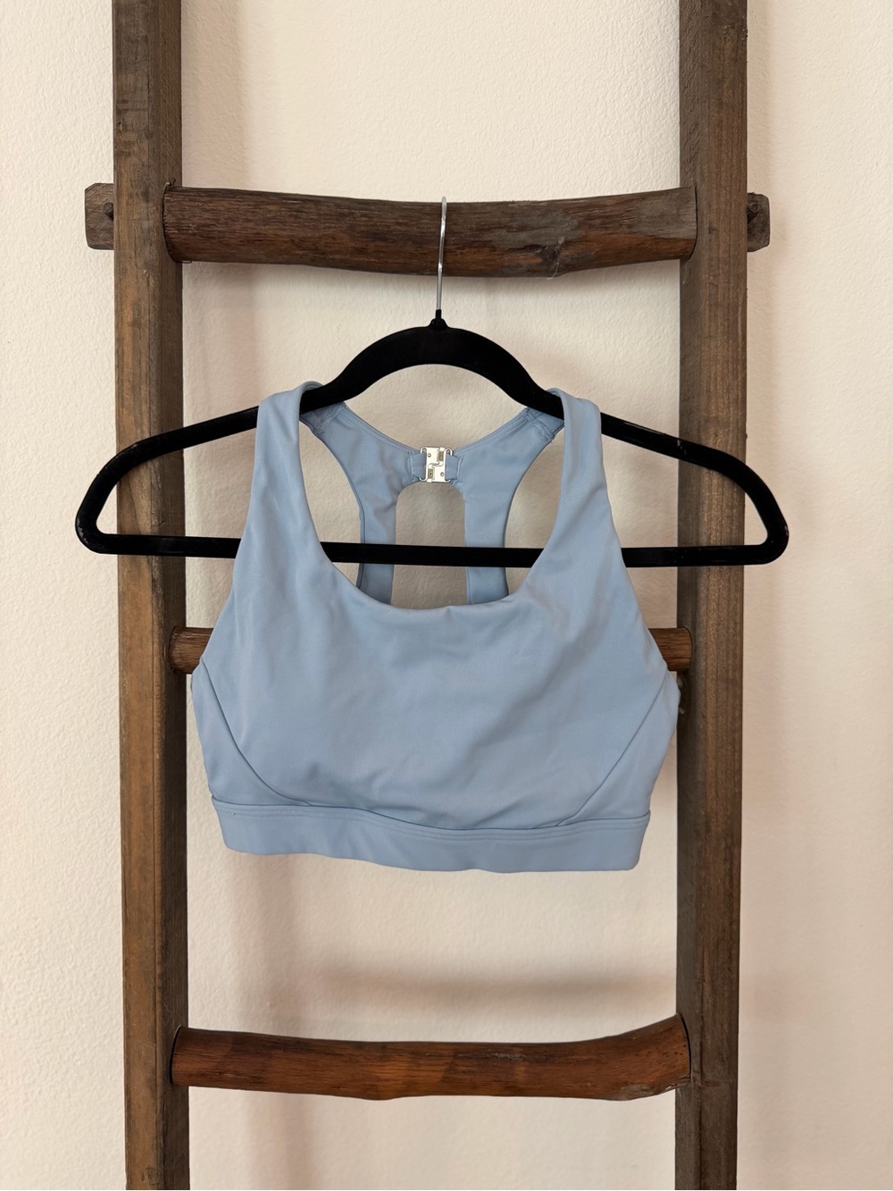 Athleta Powder Blue Racerback Sports Bra with Back Clasp